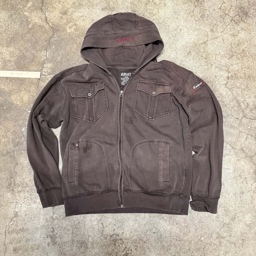 Ariat Full Zip Hoodie Large Brown boho western Cargo Pockets